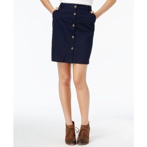 Tommy Hilfiger Jamie Button Front Pencil Skirt Sz 12 Navy Blue NWT